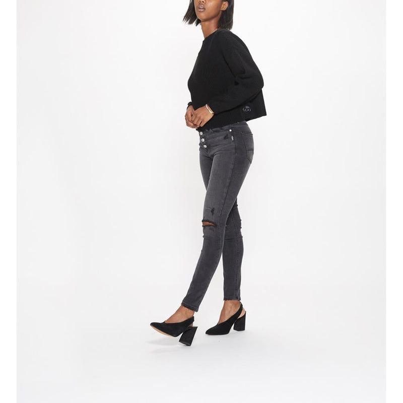 Silver, Robson High Rise Jeggings, Black, Womens Jeans, Button Fly, L64006SBK545, Side View