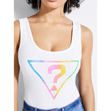 Guess Canada, Og logo bodysuit, womens tank tops, white, W91I91R1D82 G011 front view
