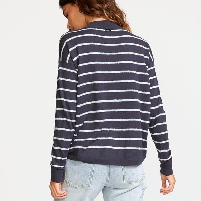 RVCA, WV02VRTR-INK, Ink color, Tristan Striped Sweater, Womens Sweaters, Blue, Back View, Fall 2019