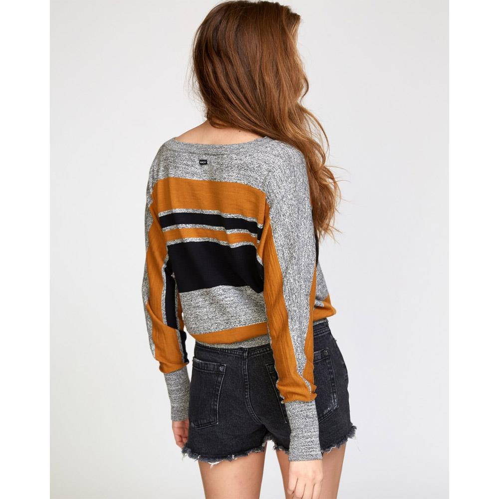 RVCA, WV03VRCA-CSP, Cathay Spice, Carter Striped Sweater, Womens Sweaters, Mustard, Black, Grey, Fall 2019,  Back View