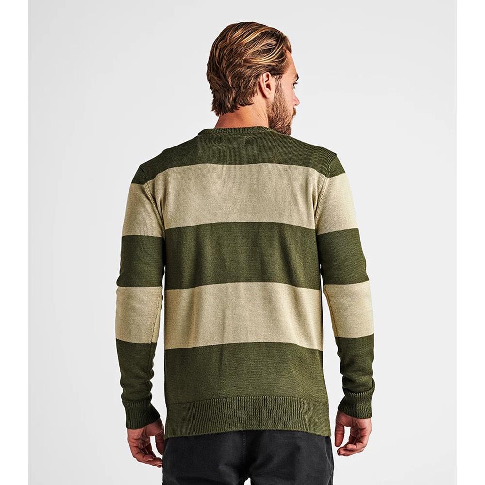 Roark. RSW121.MIL, Scholar Sweater, Military, Green, Strips, Mens Sweaters, Fall 2019, Back View