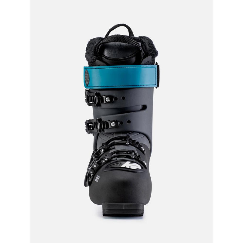 S191902401, K2, BFC 80 WOMENS, WINTER 2020, WOMENS SKI BOOTS, BLACK BLUE, FRONT VIEW