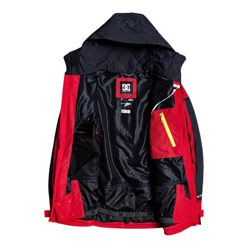 edytj03083-rqr0 DC Company Packable Snow Jacket racing red inside view