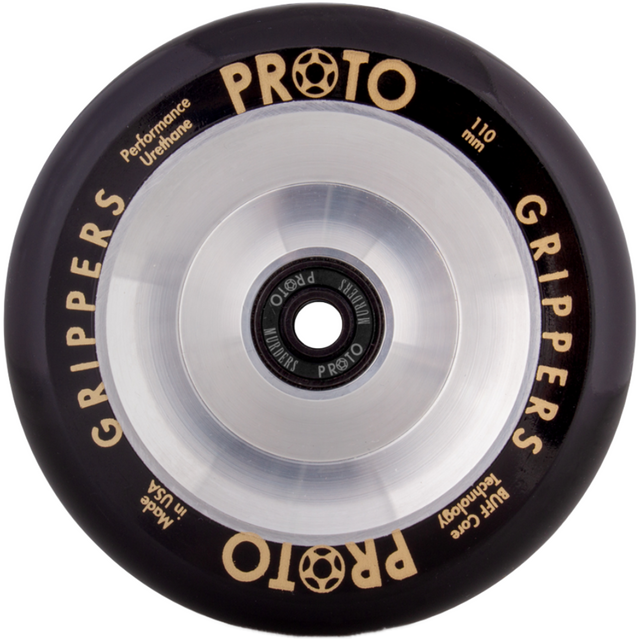 Softer, smoother and faster. Grippers™ are formulated with performance urethane for effortless high-speed cruising. Featuring BUFF Core Technology which helps absorb impact, reduce de-hubbing and create a smoother ride.  PROTO - Classic Full Core Grippers 110mm Colour: Black on Raw Picture Position: vertical PSWHGP10FS