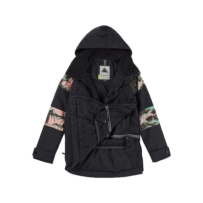 burton cinder anorak jacket womens inside view womens shell jackets black/pink/cyan 15003101994