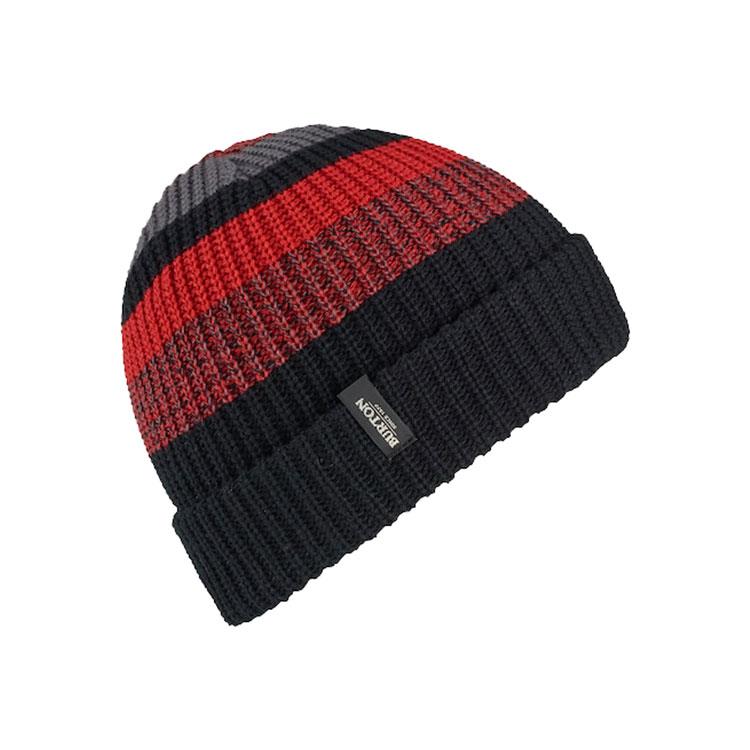 burton boys youth chute beanie side view youth toques black/red 15215102001
