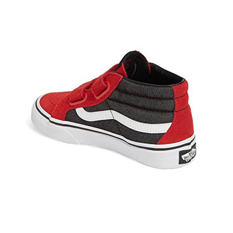 vans sk8 reissue v suede su back view kids skate shoes black/red vn0a346yq6w