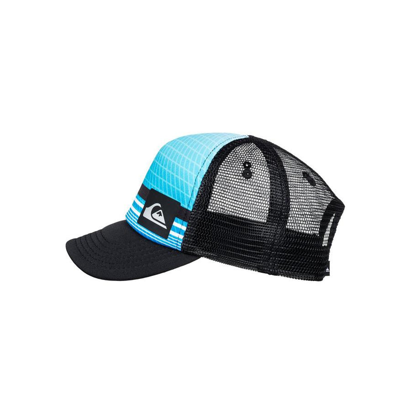 quicksilver baby foamnation trucker hat side view toddlers hat black/blue aqiha03071-bmm0