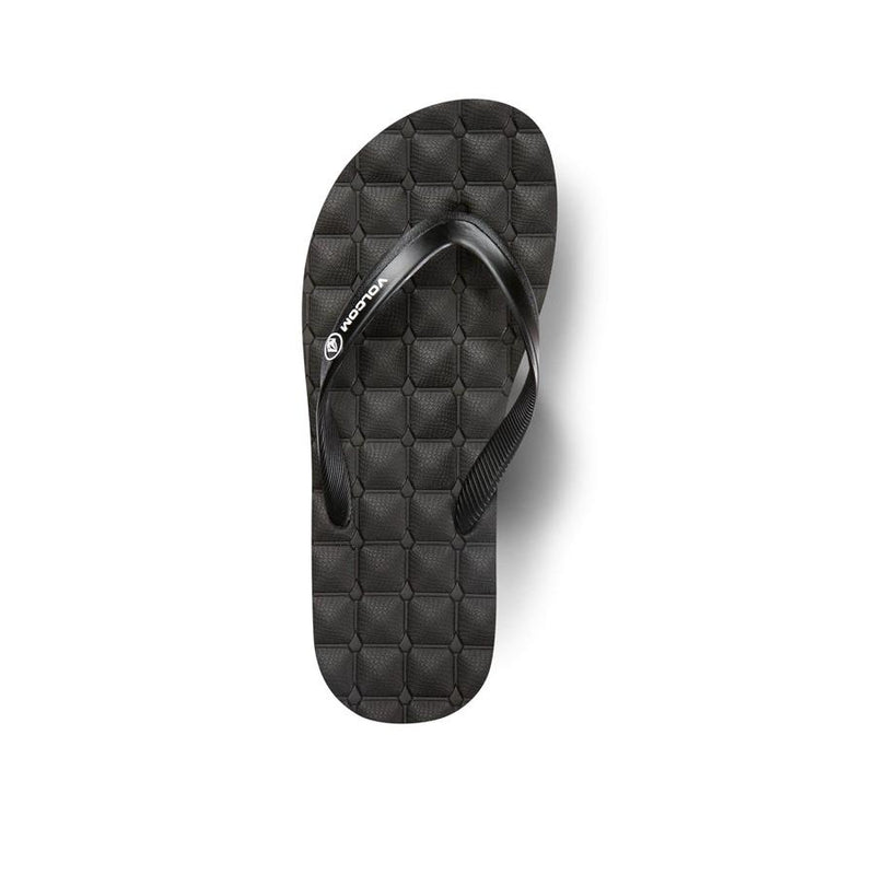 volcom recliner rubber sandals youth top view kids sandals black x0811711-blk