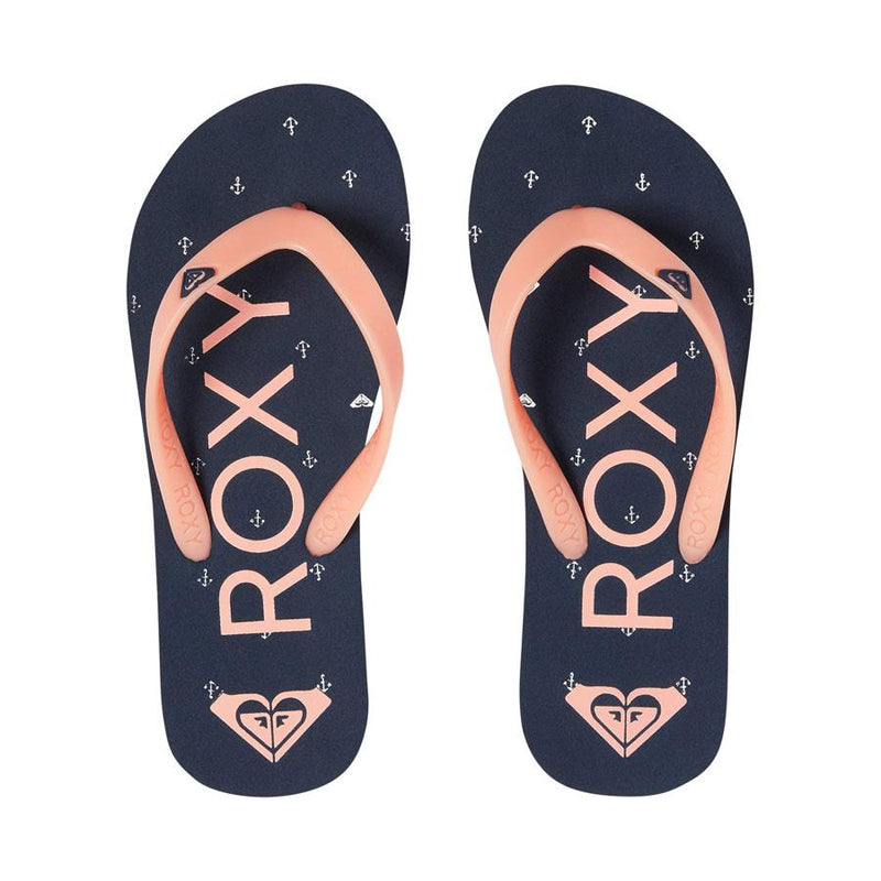 roxy tahihi vi girls top view kids sandals navy/pink argl100181-nvy