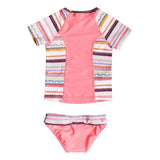 roxy Little Indi Short Sleeve Rashguard Set back view Girls Swimwear pink print erlwr03061-wbb3