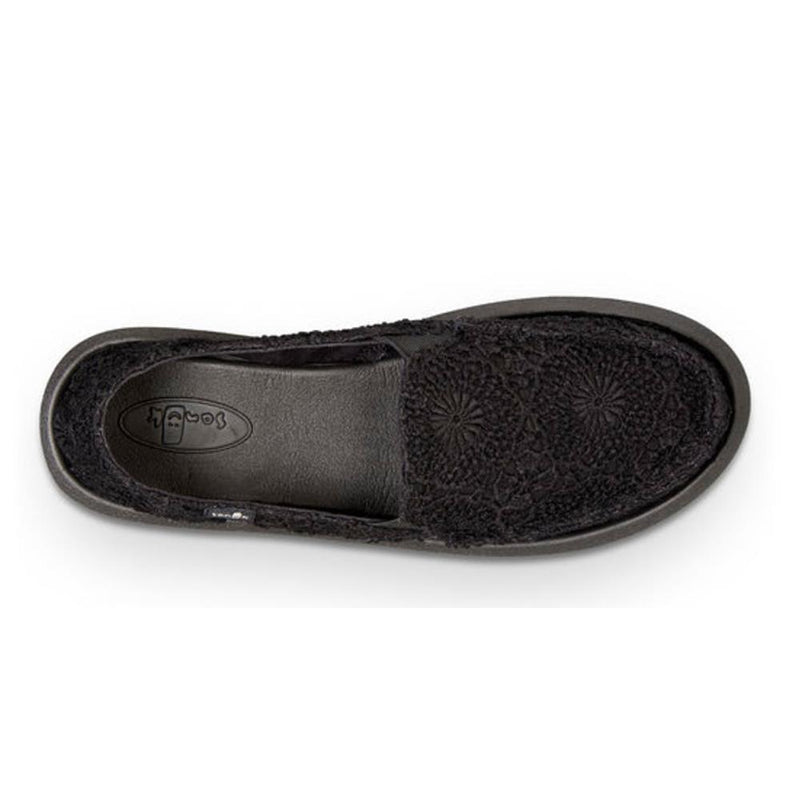 sanuk Donna Crochet top view Womens Slip On Shoes black 1015911-bblc
