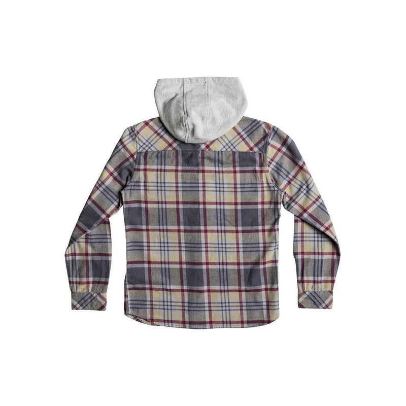 quicksilver Hooded Tang L/S Shirt back view Boys Button Up Long Sleeve Shirts grey/red eqbwt03196-tzj1