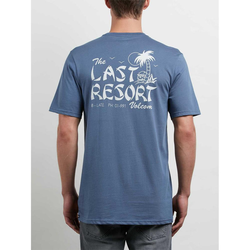 volcom Last Resort S/S Pocket Tee back view Mens T-Shirts Short Sleeve blue a5011808-dpb