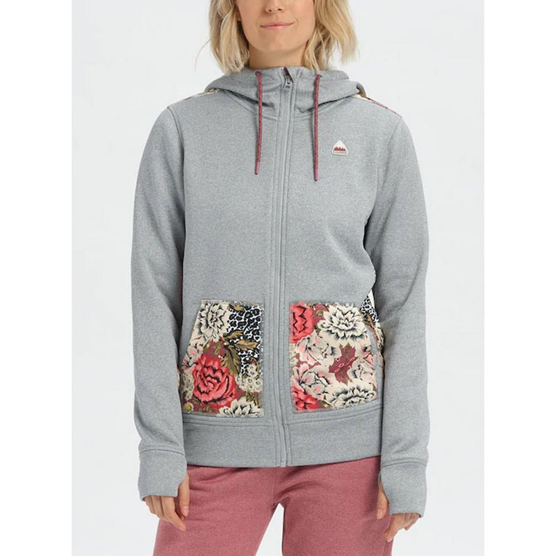 16442104020-grey heather/ cheetah floral, Burton, Oak Full-Zip Hoodie, Womens Sweatshirts, Womens Hoodies, Fall 2019