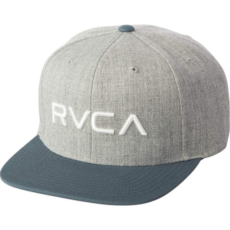 rvca twill snapback ii overall view mens hats grey/blue