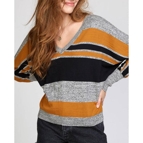 RVCA, WV03VRCA-CSP, Cathay Spice, Carter Striped Sweater, Womens Sweaters, Mustard, Black, Grey, Fall 2019, 