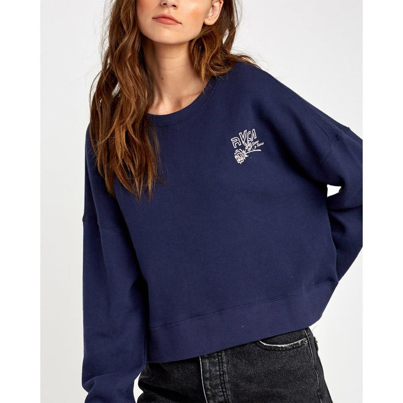 RVCA, W627VRTH-NVY, Navy, Thorns Sweatshirt, Womens Sweatshirts, blue, Fall 2019, Front View