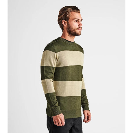 Roark. RSW121.MIL, Scholar Sweater, Military, Green, Strips, Mens Sweaters, Fall 2019, Side View