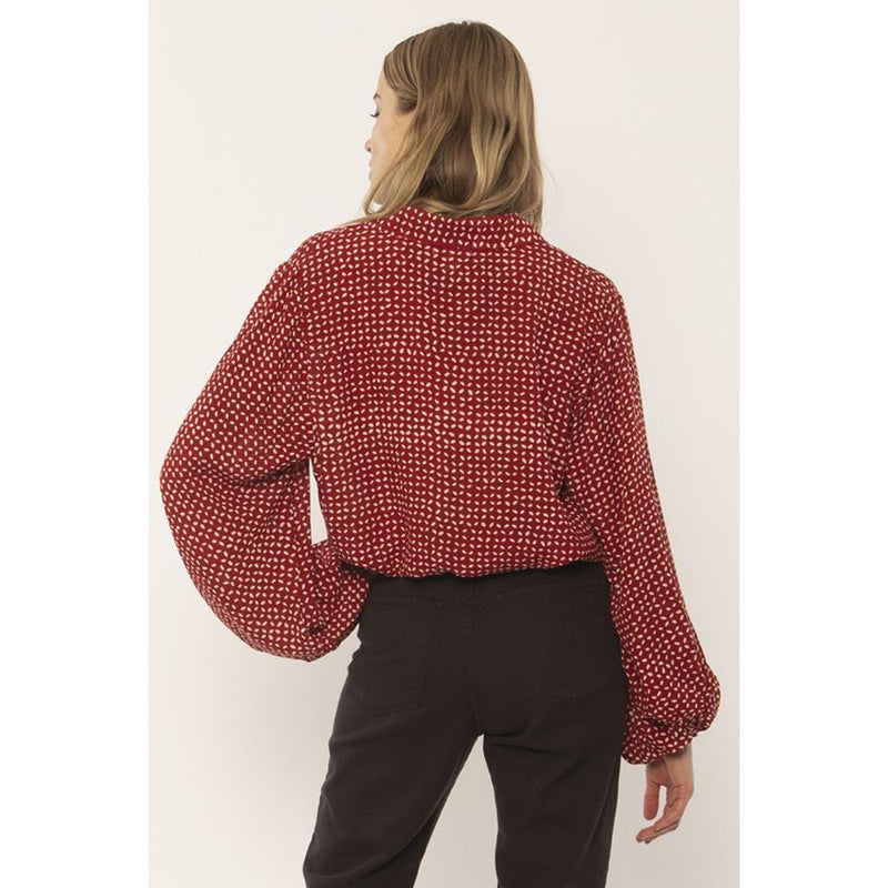 a507ncam-fig Amuse Society Camille Woven Top fig back