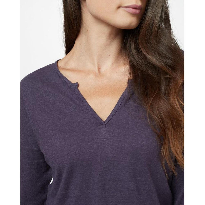 tcw1516-0481 Ten Tree Moraine Long Sleeve Top womens shirt aubergune purple close up view