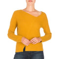 W93R61R1NW1-G2D4, TIGER EYE, YELLOW,  GUESS, LS ALIVIA RIB ASYM SWEATER, WOMENS SWEATERS, HOLIDAY 2019