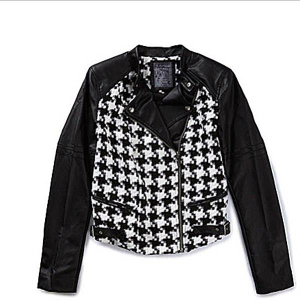 Guess LS Houndstooth Moto Womens Casual Jackets