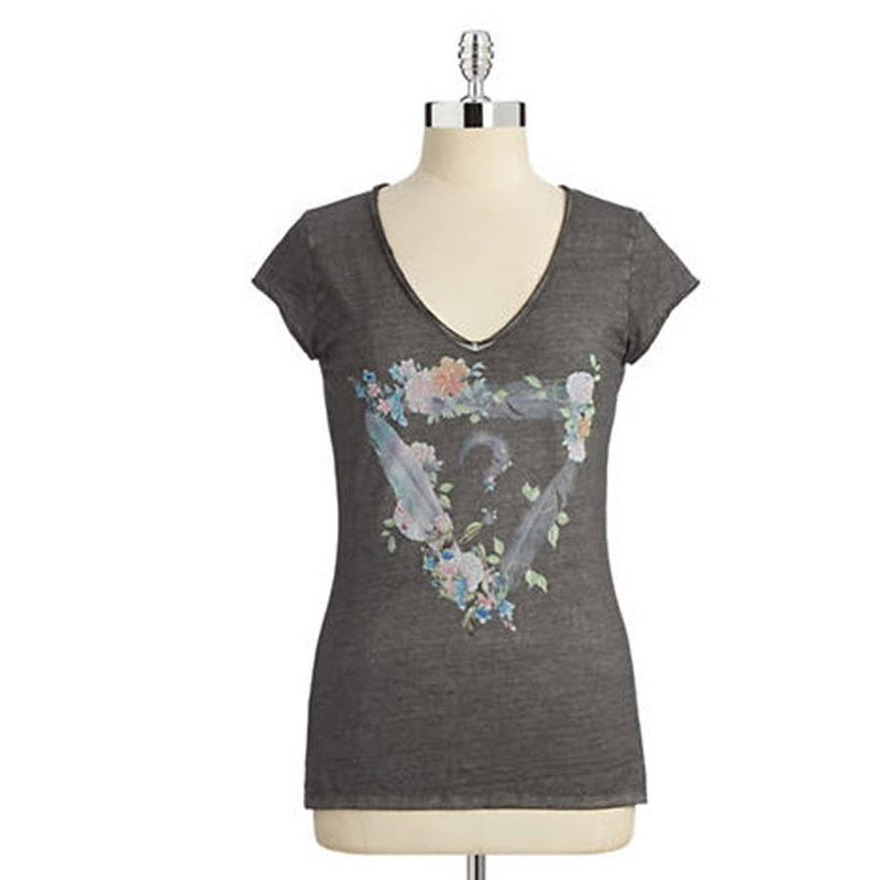 Guess Cap Sleeve Dreamy V Neck Womens Tees
