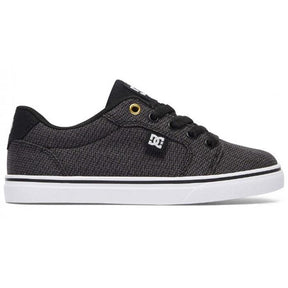 DC DC Anvil TX SE Kids Skate Shoes BLACK-GREY 1.5 Youth Boys Skate Shoes 5T to 13T and 1 to 7 US Size