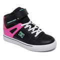 dc pure ev high top shoes girl side view kids high tops black/pink