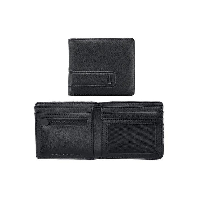 nixon showdown bi-fold zip wallet outside and inside view mens wallet black