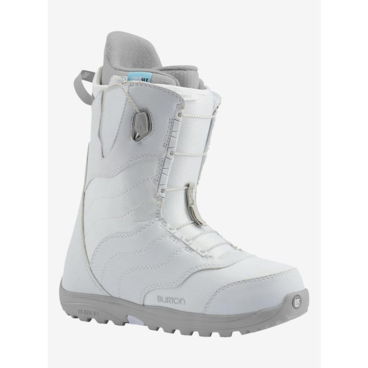 burton mint snowboard boot side view womens boots white/grey 10627103107