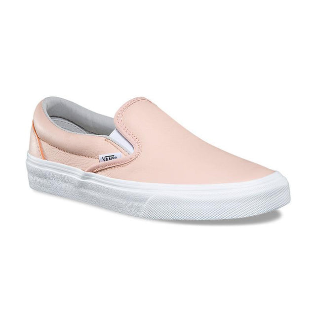 van classic slip on leather shoes side view womens slip on shoes peach vn0a38g1q6l