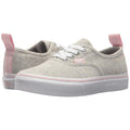 vans authentic elastic shimmer side view kids skate shoes grey/pink vn0a38h4q6i