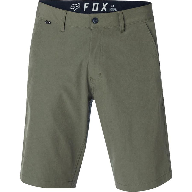 fox essex tech stretch short front view mens shorts military green 19047-111