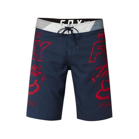 fox throttle boardshorts front view mens boardshorts navy/red 21129-329