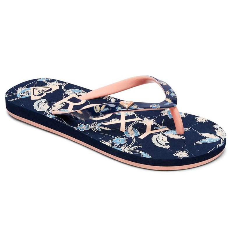 roxy pebbles vi girls front view kids sandals navy/pink arlg100182-nvy