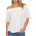 roxy Carribean Mood Off The Shoulder Top front view womens fashion tops white erjkt03360-wbt0