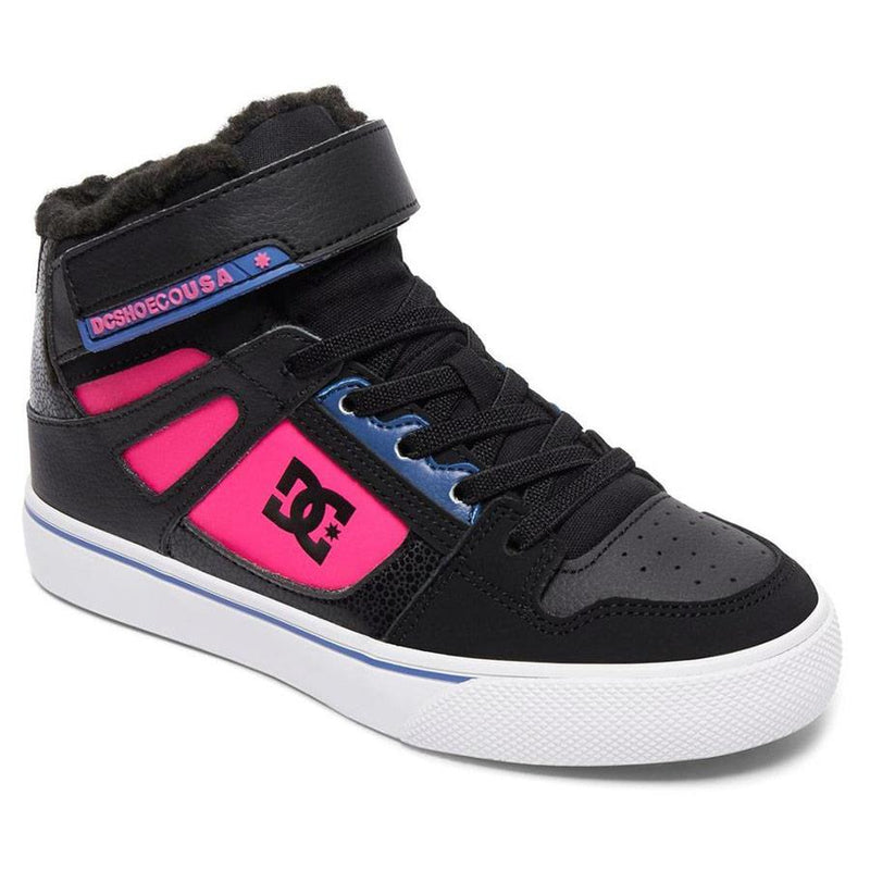 dc Spartan High WNT EV High Top Shoes side view kids winter boots black/pink adgs300274-bbp