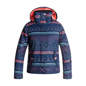 roxy Jetty Snow Jacket girls front view youth  snowboard jacket navy/pink ergtj03033-byb9