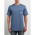 volcom Last Resort S/S Pocket Tee front view Mens T-Shirts Short Sleeve blue a5011808-dpb