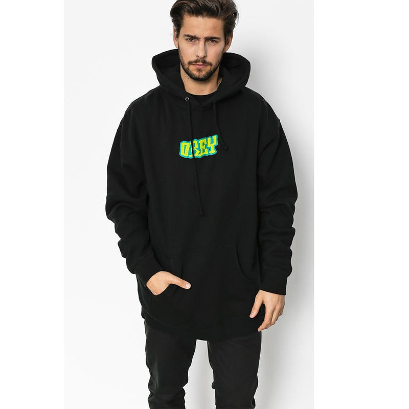obey Better Days Pullover front view Mens Pullover Hoodies black 111731666-blk