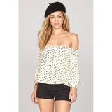 amuse society Chappelle Woven front view Womens Fashion Tops white/black a517gha