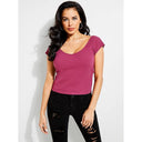 Guess Guess Fox Rib Womens Short Sleeve Shirts PINK S Womens T-Shirts