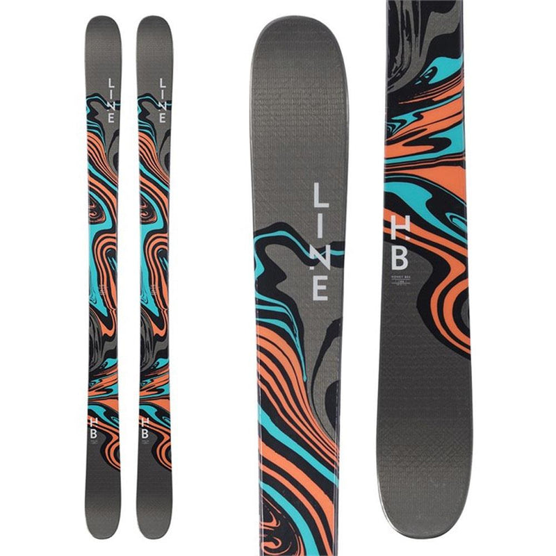 a180302001165 line skis top and close-up view womens skis blue/orange