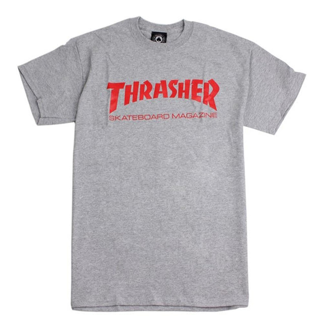 thrasher skate mag tee front view mens t-shirts short sleeve grey/red