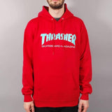 thrasher skate mag hood front view mens pullover hoodies red