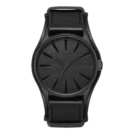 nixon sentry leather metallica front view mens leather bands black