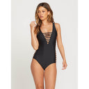VOLCOM GMJ X VOLCOM 1PC FRONT VIEW ONE PIECE BATHING SUITS BLACK