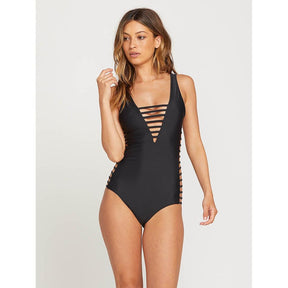 VOLCOM GMJ X VOLCOM 1PC FRONT VIEW ONE PIECE BATHING SUITS BLACK